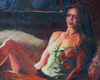 WOMAN LYING ON COUCH