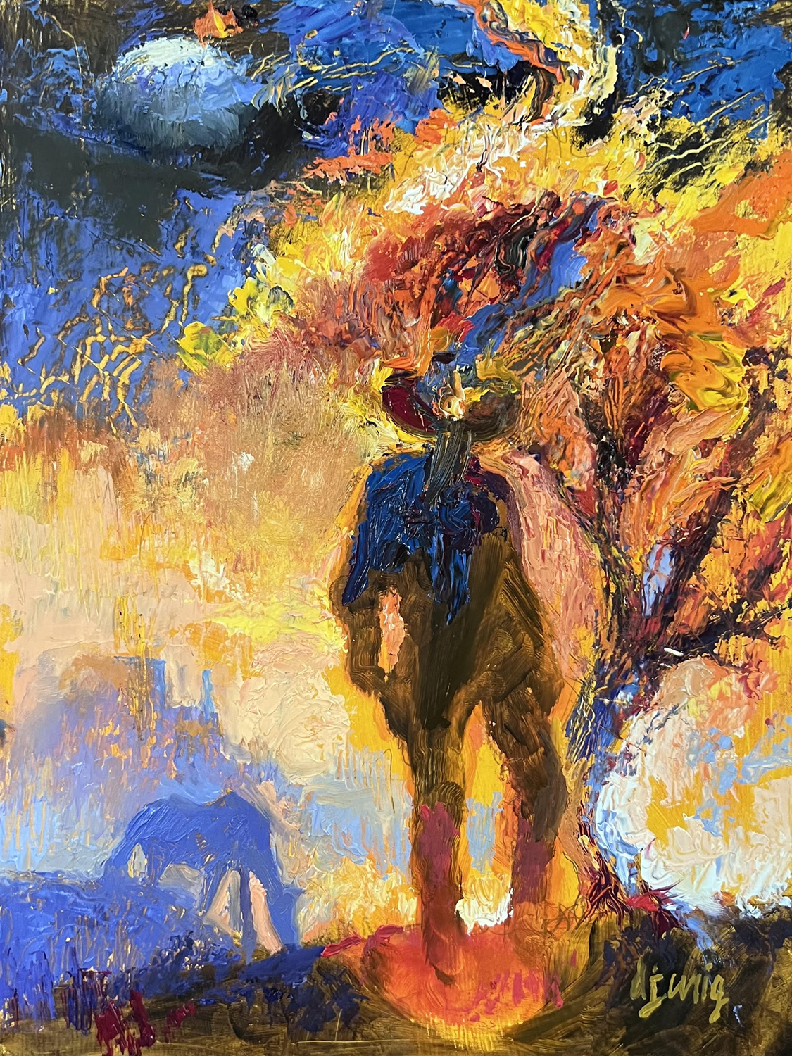 New Wild Wild West Oil Paintings, On Fire