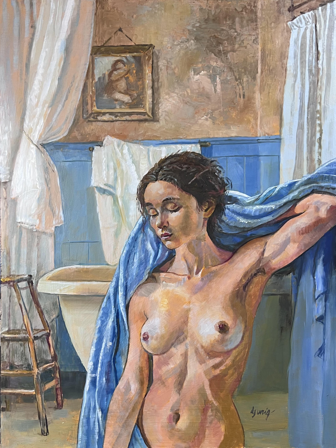 Two Women Bathing Oil Paintings and an Instructional Video