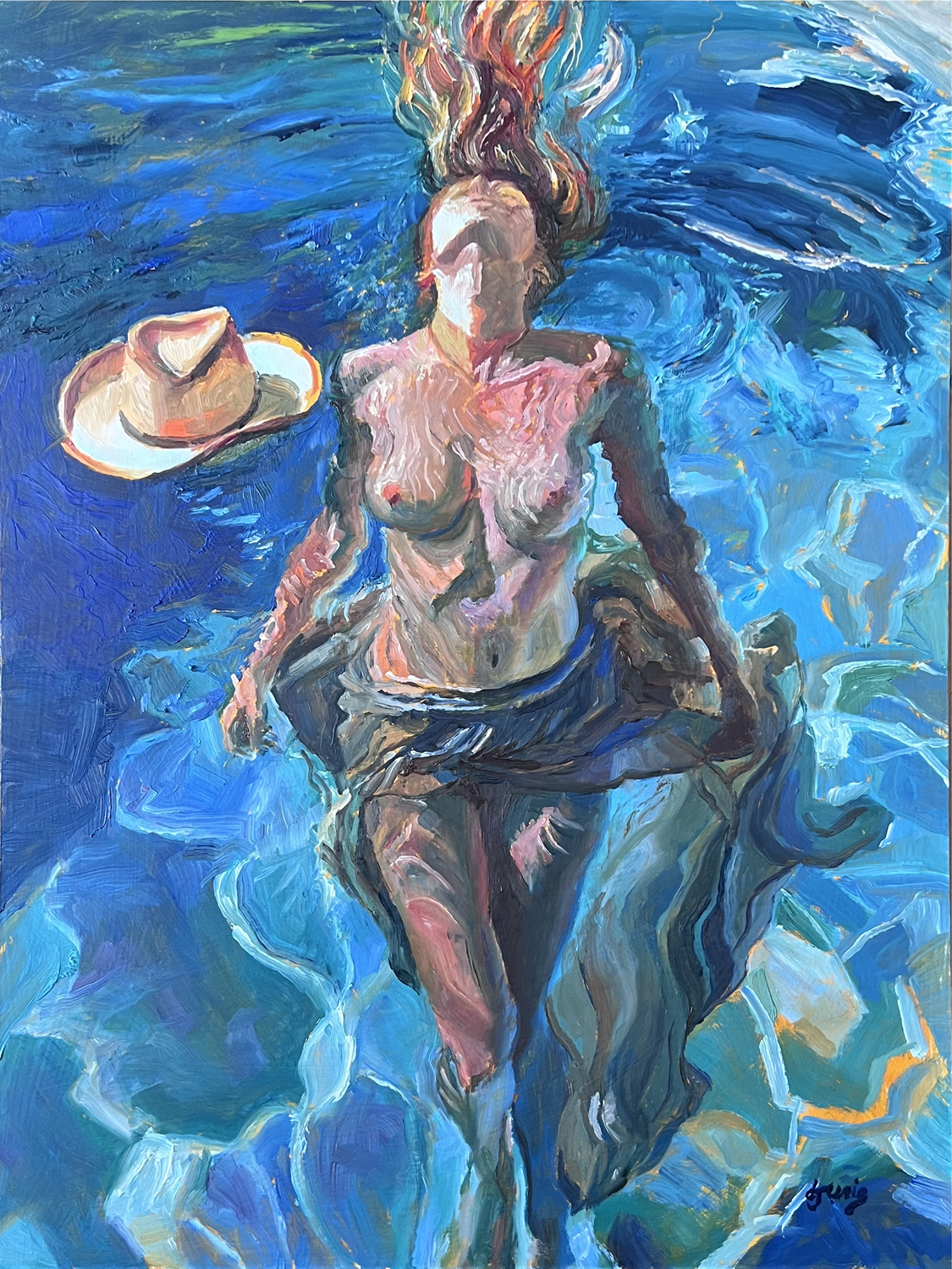 a painting of people in hats